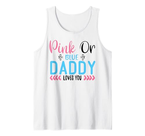 Herren Pinkfarbener oder blauer Papa liebt dich, das Geschlecht des Vaters offenbaren Tank Top von Funny Pregnancy Announcement Apparel For Party