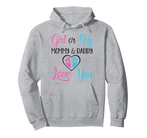 Mädchen oder Junge Mama und Papa lieben dich Baby Geschlecht offenbaren Pullover Hoodie Mädchen oder Junge Mama und Papa lieben dich Baby Geschlecht offenbaren Pullover Hoodie von Funny Pregnancy Announcement Apparel For Party