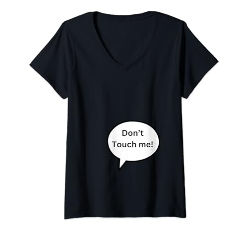 Damen Don't Touch Me Funny Schwangerschaftsankündigung Reveal T-Shirt mit V-Ausschnitt Damen Don't Touch Me Funny Schwangerschaftsankündigung Reveal T-Shirt mit V-Ausschnitt von Funny Pregnancy Announcement Attire