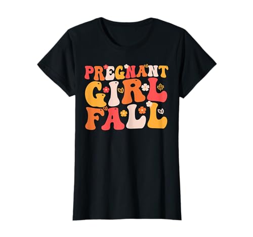 Schwangere Mädchen Herbst Groovy Schwangerschaft Baby Ankündigung T-Shirt Schwangere Mädchen Herbst Groovy Schwangerschaft Baby Ankündigung T-Shirt von Funny Pregnancy Announcement For Women And Girls