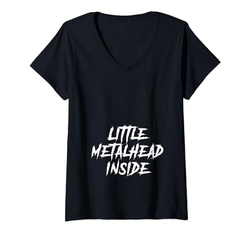Damen Lustige Schwangerschaftsankündigung Heavy Metal T-Shirt mit V-Ausschnitt Damen Lustige Schwangerschaftsankündigung Heavy Metal T-Shirt mit V-Ausschnitt von Funny Pregnancy Announcement Heavy Metal