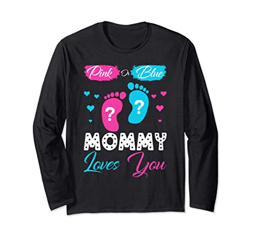 Gender Reveal Pink Or Blue Mommy Loves You Baby Shower Party Langarmshirt Gender Reveal Pink Or Blue Mommy Loves You Baby Shower Party Langarmshirt von Funny Pregnancy Announcement clothes