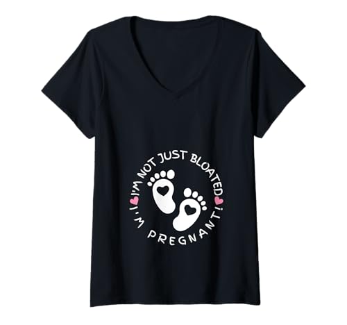 Damen Ich Bin Nicht nur aufgebläht, ich Bin schwanger! Schwangerschaftsankündigung T-Shirt mit V-Ausschnitt Damen Ich Bin Nicht nur aufgebläht, ich Bin schwanger! Schwangerschaftsankündigung T-Shirt mit V-Ausschnitt von Funny Pregnant Announcement