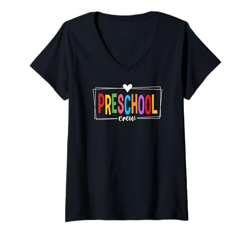 Damen Vorschule Crew Schule Kindergarten Lehrer T-Shirt mit V-Ausschnitt Damen Vorschule Crew Schule Kindergarten Lehrer T-Shirt mit V-Ausschnitt von Funny Preschool Teacher School Education Apparel