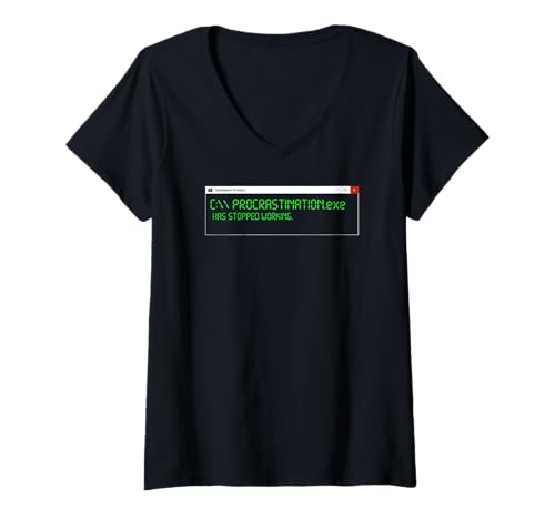 Damen Procrastination.exe hat aufgehört, Aufschub zu funktionieren T-Shirt mit V-Ausschnitt Damen Procrastination.exe hat aufgehört, Aufschub zu funktionieren T-Shirt mit V-Ausschnitt von Funny Procrastination Humor Excuse Apparel