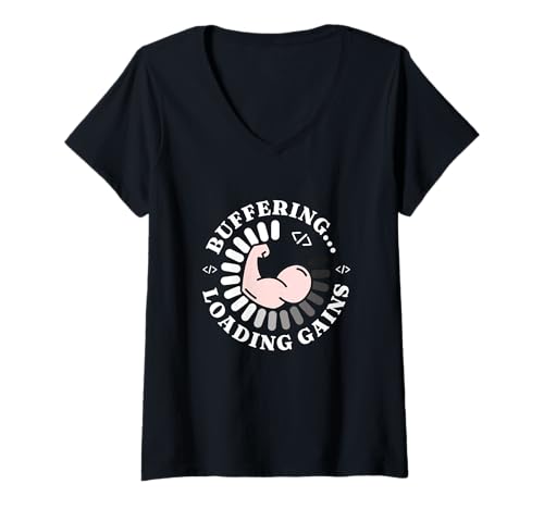 Damen Buffering Loading gewinnt Entwickler von Coder Fitness Tech Gym T-Shirt mit V-Ausschnitt Damen Buffering Loading gewinnt Entwickler von Coder Fitness Tech Gym T-Shirt mit V-Ausschnitt von Funny Programmer Sayings & Programming Gifts