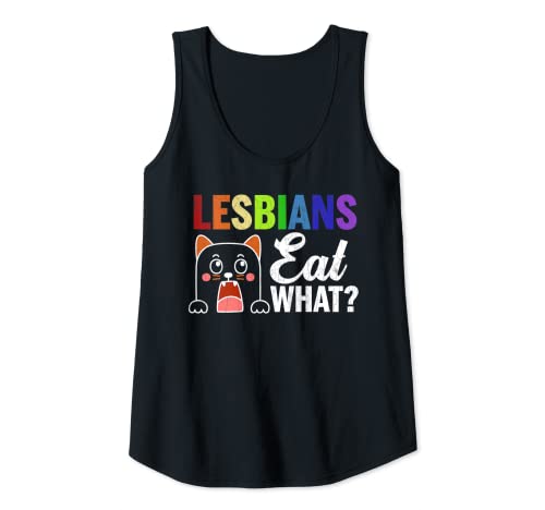 Damen Lesbians Eat What Funny LGBTQ Pride Monatsunterstützer Grafik Tank Top von Funny Proud LGBTQ Lesbian Graphic & More