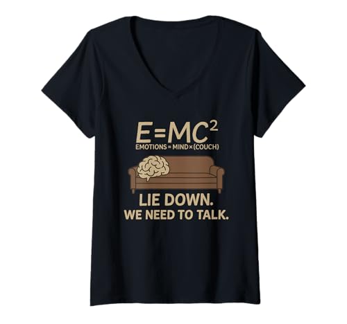 Damen Psychologe E=MC² Therapie Couch Freud Psychotherapeut T-Shirt mit V-Ausschnitt Damen Psychologe E=MC² Therapie Couch Freud Psychotherapeut T-Shirt mit V-Ausschnitt von Funny Psychology Therapist Humor Merch