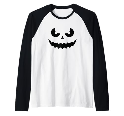 Lustiges Kürbisgesicht Herbst Halloween Kostüm Herren Damen Junge Mädchen Raglan von Funny Pumpkins Fall Halloween Costume Mom Dad Kid