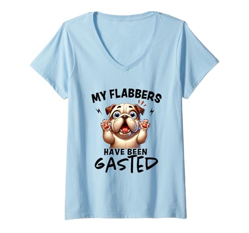 Damen Lustiger Hundeliebhaber mit My Flabbers Have Been Gasted T-Shirt mit V-Ausschnitt Damen Lustiger Hundeliebhaber mit My Flabbers Have Been Gasted T-Shirt mit V-Ausschnitt von Funny Puppy Lover Cute Pet Graphic