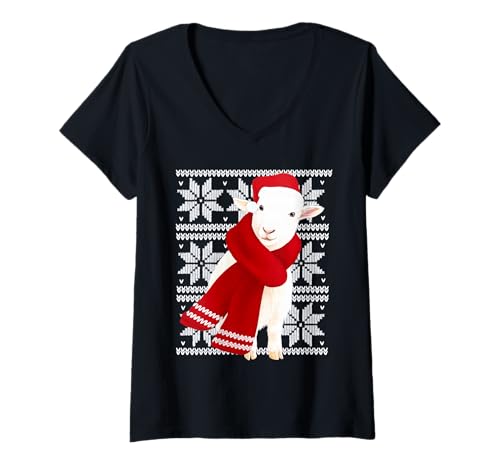 Damen Ziege hässliche Weihnachtsfeiertage Tierliebhaber T-Shirt mit V-Ausschnitt Damen Ziege hässliche Weihnachtsfeiertage Tierliebhaber T-Shirt mit V-Ausschnitt von Funny Pygmy Goat Festive Animal Designs