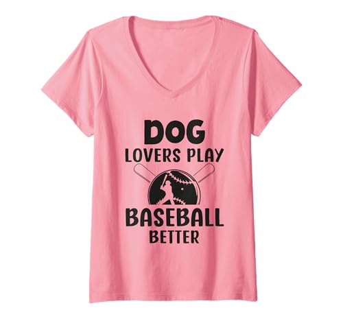 Damen Hundeliebhaber Spielen Baseball Better Humor Dogs T-Shirt mit V-Ausschnitt Damen Hundeliebhaber Spielen Baseball Better Humor Dogs T-Shirt mit V-Ausschnitt von Funny Quote Baseball Dogs
