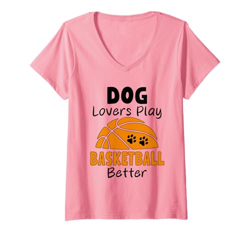 Damen Hundeliebhaber Spielen Basketball Besser Humor Hunde T-Shirt mit V-Ausschnitt Damen Hundeliebhaber Spielen Basketball Besser Humor Hunde T-Shirt mit V-Ausschnitt von Funny Quote Basketball Dogs