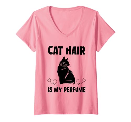 Damen Cat Hair is My Perfume Humor Zitat T-Shirt mit V-Ausschnitt Damen Cat Hair is My Perfume Humor Zitat T-Shirt mit V-Ausschnitt von Funny Quote Cats