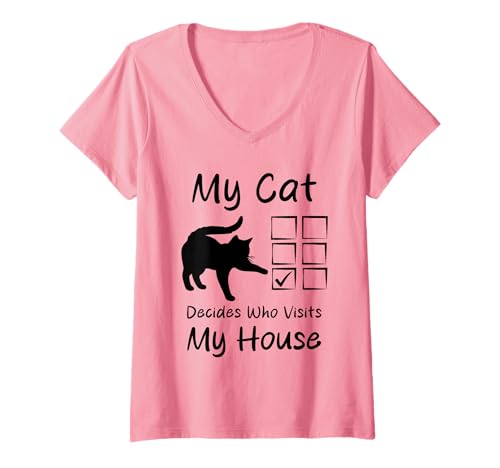 Damen Meine Katze entscheidet, wer Mein Haus besucht Lustig T-Shirt mit V-Ausschnitt Damen Meine Katze entscheidet, wer Mein Haus besucht Lustig T-Shirt mit V-Ausschnitt von Funny Quote Cats