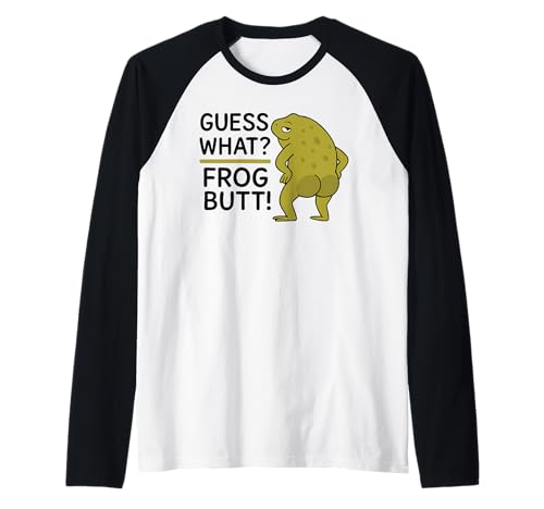 Guess What? Frosch Butt! Lustiges Frösche Kostüm Herren Damen Raglan von Funny Quote Cottagecore Frog Lover Adult Gifts