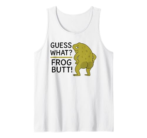 Guess What? Frosch Butt! Lustiges Frösche Kostüm Herren Damen Tank Top von Funny Quote Cottagecore Frog Lover Adult Gifts