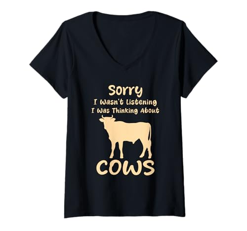 Damen Entschuldigung, ich Habe an Kühe gedacht Humor Cow T-Shirt mit V-Ausschnitt Damen Entschuldigung, ich Habe an Kühe gedacht Humor Cow T-Shirt mit V-Ausschnitt von Funny Quote Cow