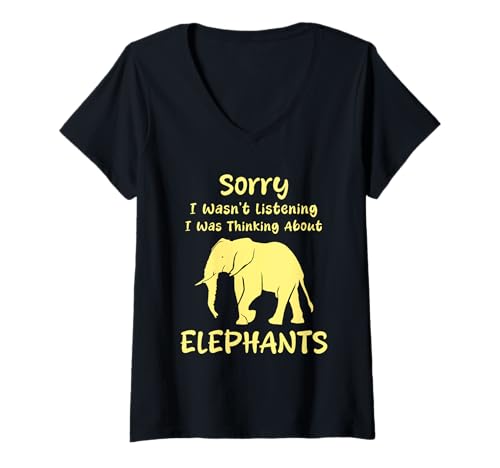 Damen TUT Mir leid, DASS ich Nicht zugehört Habe. Ich Habe an Elefanten gedacht T-Shirt mit V-Ausschnitt Damen TUT Mir leid, DASS ich Nicht zugehört Habe. Ich Habe an Elefanten gedacht T-Shirt mit V-Ausschnitt von Funny Quote Elephant