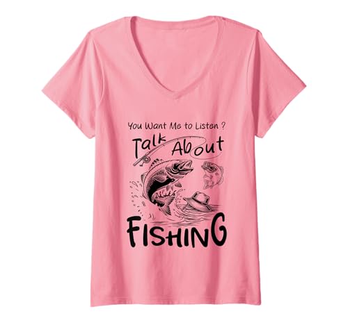 Damen Du willst, DASS ich zuhöre, wenn ich über Angelhumor spreche T-Shirt mit V-Ausschnitt Damen Du willst, DASS ich zuhöre, wenn ich über Angelhumor spreche T-Shirt mit V-Ausschnitt von Funny Quote Fishing