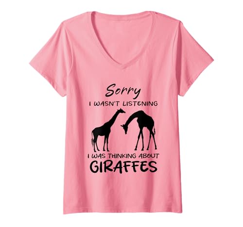 Damen Entschuldigung, ich Habe Nicht zugehört, ich Habe an Giraffen gedacht Lustig T-Shirt mit V-Ausschnitt Damen Entschuldigung, ich Habe Nicht zugehört, ich Habe an Giraffen gedacht Lustig T-Shirt mit V-Ausschnitt von Funny Quote Giraffes