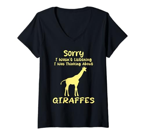 Damen Entschuldigung, ich Habe Nicht zugehört, ich Habe an Giraffes Humor gedacht T-Shirt mit V-Ausschnitt von Funny Quote Giraffes