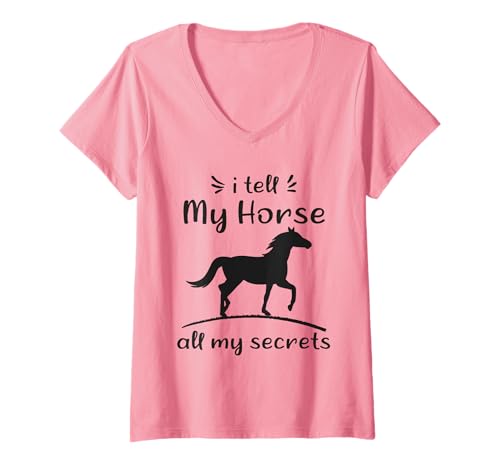Damen I Tell My Horse All My Secrets Lustiges Pferd T-Shirt mit V-Ausschnitt Damen I Tell My Horse All My Secrets Lustiges Pferd T-Shirt mit V-Ausschnitt von Funny Quote Horse