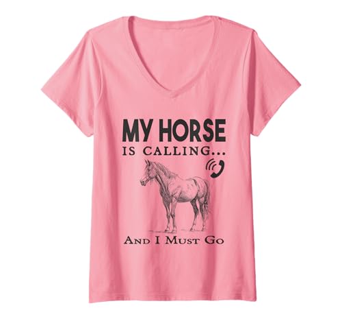 Damen Mein Pferd Ruft und ich muss los Humor T-Shirt mit V-Ausschnitt Damen Mein Pferd Ruft und ich muss los Humor T-Shirt mit V-Ausschnitt von Funny Quote Horse