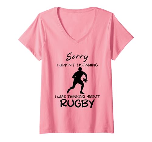 Damen Entschuldigung, ich Habe Nicht zugehört. Ich Habe an Rugby gedacht Lustig T-Shirt mit V-Ausschnitt Damen Entschuldigung, ich Habe Nicht zugehört. Ich Habe an Rugby gedacht Lustig T-Shirt mit V-Ausschnitt von Funny Quote Rugby