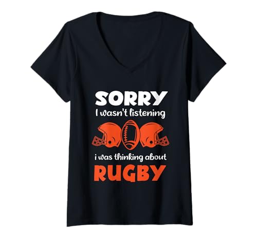 Damen Entschuldigung, ich Habe Nicht zugehört. Ich Habe über Rugby-Humor nachgedacht T-Shirt mit V-Ausschnitt Damen Entschuldigung, ich Habe Nicht zugehört. Ich Habe über Rugby-Humor nachgedacht T-Shirt mit V-Ausschnitt von Funny Quote Rugby