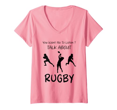 Damen Willst du, DASS ich zuhöre, wenn ich über Rugby-Humor spreche? T-Shirt mit V-Ausschnitt Damen Willst du, DASS ich zuhöre, wenn ich über Rugby-Humor spreche? T-Shirt mit V-Ausschnitt von Funny Quote Rugby