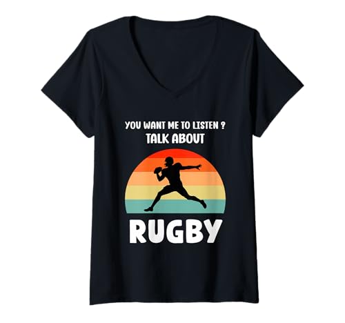 Damen Willst du, DASS ich zuhöre, wie ich über Rugby spreche, Funny Retro Vintage? T-Shirt mit V-Ausschnitt Damen Willst du, DASS ich zuhöre, wie ich über Rugby spreche, Funny Retro Vintage? T-Shirt mit V-Ausschnitt von Funny Quote Rugby