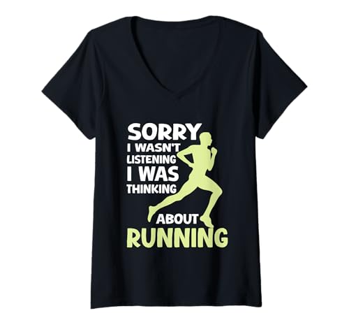 Damen Entschuldigung, ich Habe Nicht zugehört. Ich Habe über Laufen nachgedacht, Humor T-Shirt mit V-Ausschnitt Damen Entschuldigung, ich Habe Nicht zugehört. Ich Habe über Laufen nachgedacht, Humor T-Shirt mit V-Ausschnitt von Funny Quote Running