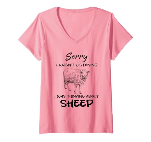 Damen Entschuldigung, ich Habe Nicht zugehört, ich Habe an Schafe gedacht Lustig T-Shirt mit V-Ausschnitt Damen Entschuldigung, ich Habe Nicht zugehört, ich Habe an Schafe gedacht Lustig T-Shirt mit V-Ausschnitt von Funny Quote Sheep