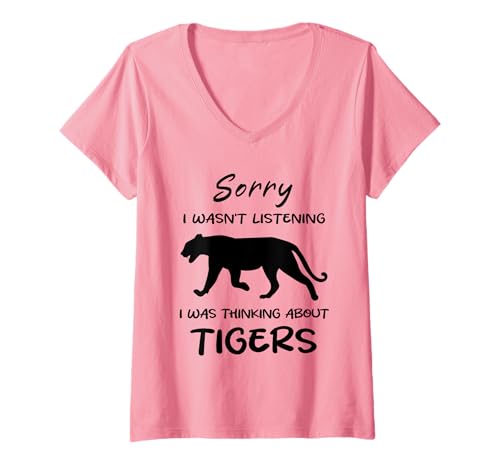 Damen TUT Mir leid, DASS ich Nicht zugehört Habe. Ich Habe an Tigers Humor gedacht T-Shirt mit V-Ausschnitt Damen TUT Mir leid, DASS ich Nicht zugehört Habe. Ich Habe an Tigers Humor gedacht T-Shirt mit V-Ausschnitt von Funny Quote Tigers