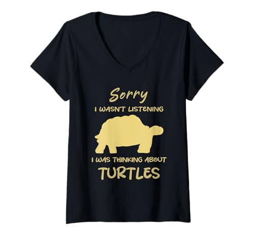 Damen Entschuldigung, ich habe an Schildkröten gedacht. Lustiges Schildkrötentier T-Shirt mit V-Ausschnitt Damen Entschuldigung, ich habe an Schildkröten gedacht. Lustiges Schildkrötentier T-Shirt mit V-Ausschnitt von Funny Quote Turtles