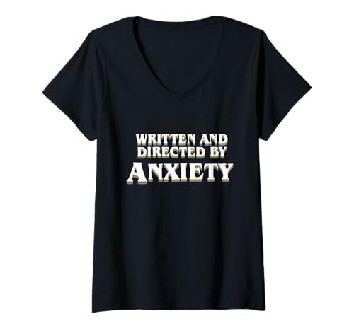 Damen Anxiety Overthinker Geschrieben und Regie von Anxiety Sarcasm T-Shirt mit V-Ausschnitt Damen Anxiety Overthinker Geschrieben und Regie von Anxiety Sarcasm T-Shirt mit V-Ausschnitt von Funny Quotes Design by Fasaza