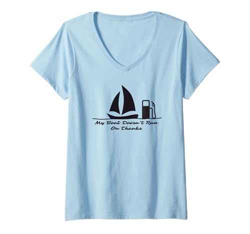 Damen Mein Boot fährt Nicht weiter Danke in schwarzer Farbe T-Shirt mit V-Ausschnitt Damen Mein Boot fährt Nicht weiter Danke in schwarzer Farbe T-Shirt mit V-Ausschnitt von Boat Owner Humor