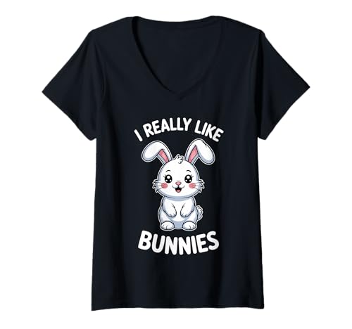 Damen Bunnies Lustiger Hase T-Shirt mit V-Ausschnitt Damen Bunnies Lustiger Hase T-Shirt mit V-Ausschnitt von Funny Rabbits Cool Bunny Design