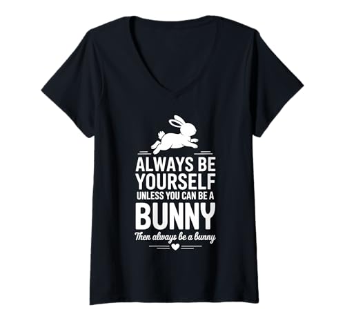 Damen Sei EIN Hase T-Shirt mit V-Ausschnitt von Funny Rabbits Cool Bunny Designs