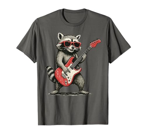 Retro Waschbär Rock Lovers Musik Gitarre Herren Damen T-Shirt Retro Waschbär Rock Lovers Musik Gitarre Herren Damen T-Shirt von Funny Raccoon Hand Rock Music Lover Apparel