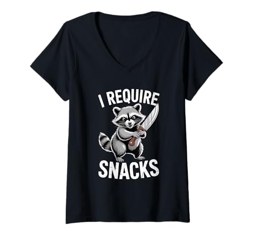 Damen Lustiger Waschbär I Require Snacks Feral Trash Panda T-Shirt mit V-Ausschnitt Damen Lustiger Waschbär I Require Snacks Feral Trash Panda T-Shirt mit V-Ausschnitt von Funny Raccoon I Require Snacks Feral Trash Panda