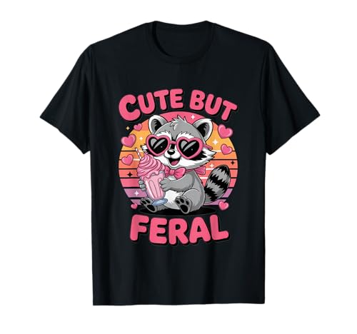 Lustiger Waschbär niedlich Aber wild lustige Tiere | Damen T-Shirt Lustiger Waschbär niedlich Aber wild lustige Tiere | Damen T-Shirt von Funny Raccoon Retro Designs