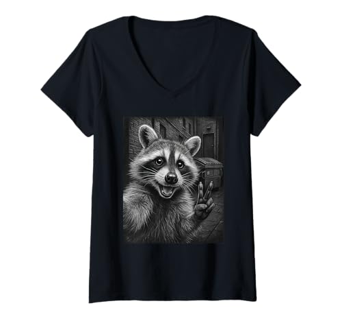 Damen Raccoon Selfie with Dumpster Funny T-Shirt mit V-Ausschnitt Damen Raccoon Selfie with Dumpster Funny T-Shirt mit V-Ausschnitt von Funny Raccoon Selfie Apparel