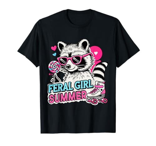 Raccoon Feral Girl Sommer Shirt Cute Retro Racoon Sonnenbrille T-Shirt Raccoon Feral Girl Sommer Shirt Cute Retro Racoon Sonnenbrille T-Shirt von Funny Raccoon Shirt & Racoon Lover Gifts