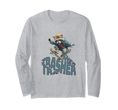 Funny Skater Raccoon Trasher Skateboard Men Women Kids Langarmshirt Funny Skater Raccoon Trasher Skateboard Men Women Kids Langarmshirt von Funny Raccoon Trasher Skateboard