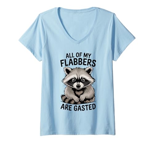 Damen Lustiger Waschbär Meme Humor All of My Flabbers are Gasted Fun T-Shirt mit V-Ausschnitt Damen Lustiger Waschbär Meme Humor All of My Flabbers are Gasted Fun T-Shirt mit V-Ausschnitt von Funny Raccoon Unhinged Meme Gifts Men Women Kids