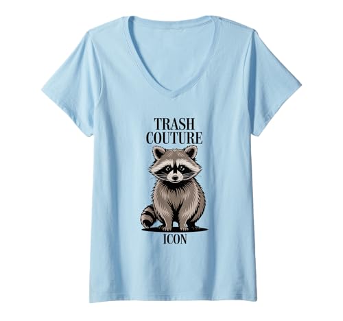 Damen Lustiger Waschbär Meme Humor Cool Waschbär Fun Trash Couture Icon T-Shirt mit V-Ausschnitt Damen Lustiger Waschbär Meme Humor Cool Waschbär Fun Trash Couture Icon T-Shirt mit V-Ausschnitt von Funny Raccoon Unhinged Meme Gifts Men Women Kids