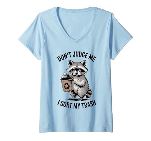 Damen Lustiger Waschbär Meme Humor Don't Judge Me Trash Opossum Fun T-Shirt mit V-Ausschnitt Damen Lustiger Waschbär Meme Humor Don't Judge Me Trash Opossum Fun T-Shirt mit V-Ausschnitt von Funny Raccoon Unhinged Meme Gifts Men Women Kids