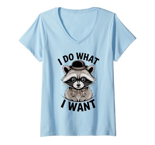 Damen Lustiger Waschbär Meme Humor I Do What I Want Retro Opossum Fun T-Shirt mit V-Ausschnitt Damen Lustiger Waschbär Meme Humor I Do What I Want Retro Opossum Fun T-Shirt mit V-Ausschnitt von Funny Raccoon Unhinged Meme Gifts Men Women Kids